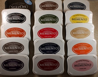 INK PAD~Stamp~Ink pads for rubber stamping~Memento~20 colors~dye ink pad~fabric~paper~red~blue~green~brown~Fast drying ink Memento TSUKINEKO