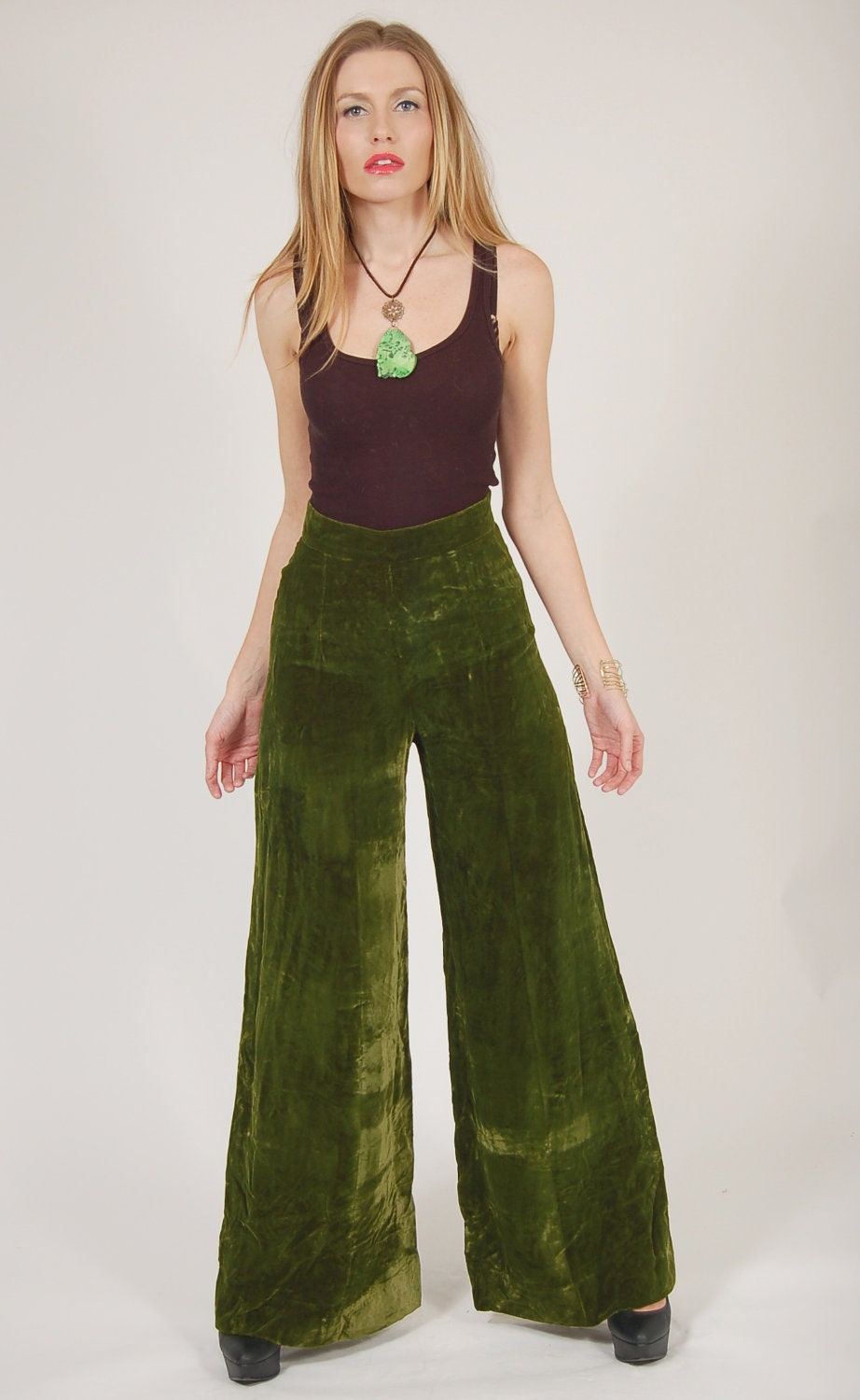 teal velvet pants