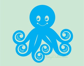 Octopus wall decal, nursery wall decals, vinyl wall stickers, octopus wall art, under the sea, fish decals, cute octopus, beach ocean decals