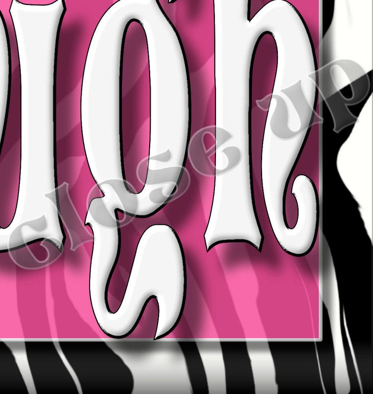 Zebra Print Wall Art Decor PINK Smile Dream by collagebycollins