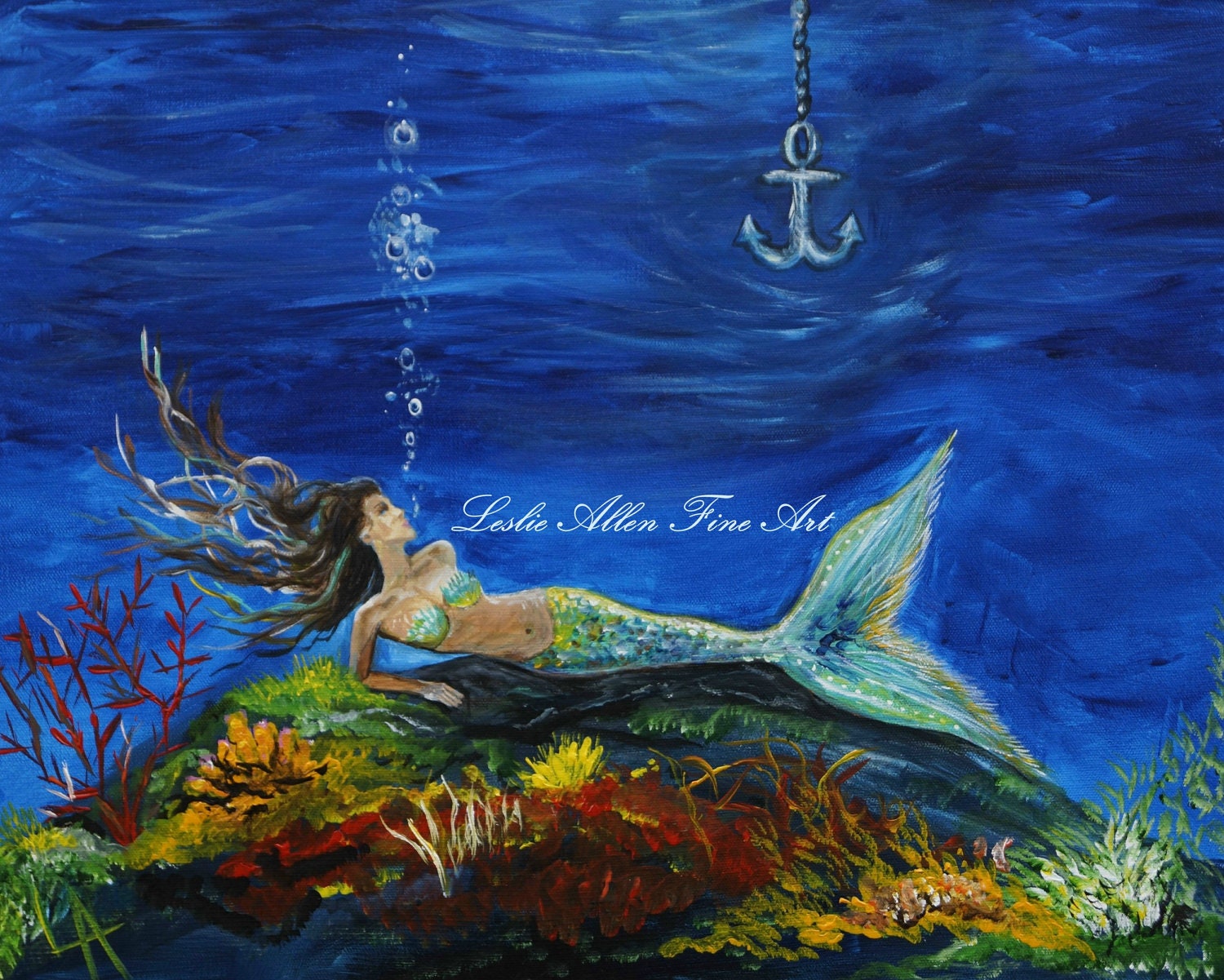 Mermaid Art Print Mermaids Giclee Woman Ocean Seascape Fantasy