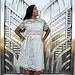 1960's Ivory Silver Lace Short Vintage Wedding Dress - Medium - Extra Large - Reception, Cocktail Party, Honeymoon, Rehearsal, Engagement