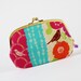 Big siamese - Echino floral stripes in pink and purple - double metal frame purse