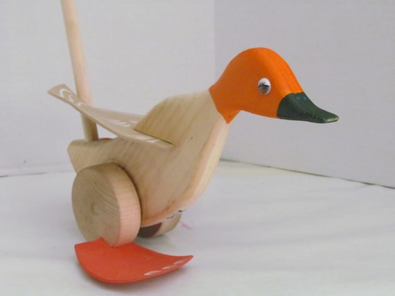 Wooden Walking Duck on a Stick