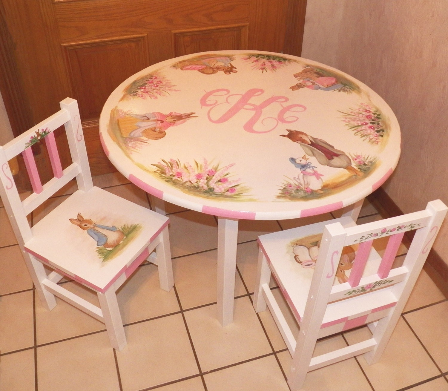 Custom Designed Bunny Rabbit Table and Chair set with