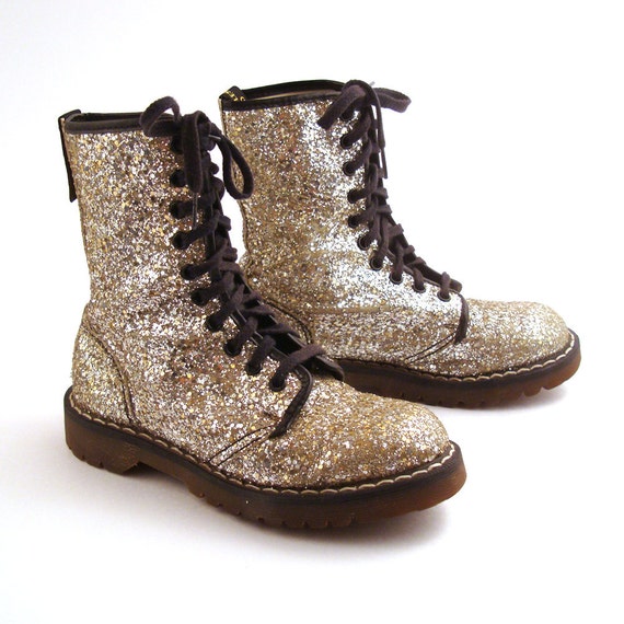 Glitter Doc Martens Boots Vintage 1990 Silver Dr UK Size 3