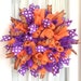 CLEMSON Tigers Deco Mesh Dorm Tailgating Wreath Orange Purple