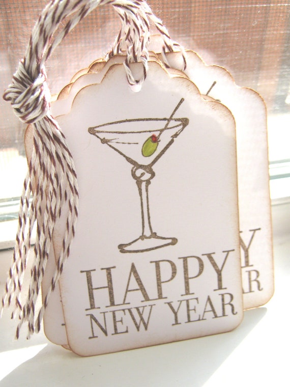Items similar to Happy New Year Gift Tags, Martini Gift