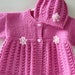 Pink Knit Matinee Baby Coat and Hat with Flowers READY TO SHIP Size 6 to 12 months