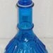 Vintage L E Smith Moon and Stars Decanter Genie Bottle Peacock Blue