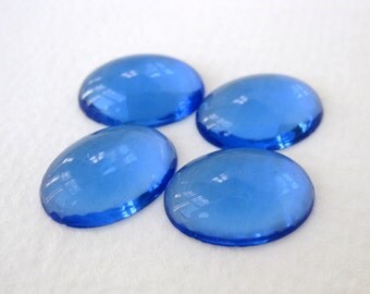 Vintage Glass Cabochon Sapphire Transparent Oval 18x13mm gcb0705 (4)