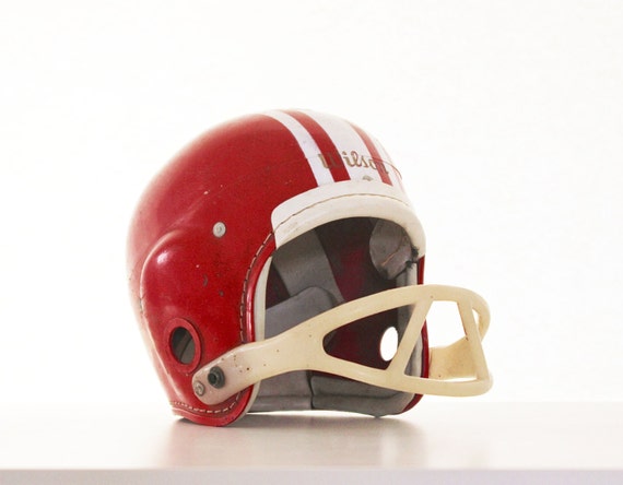 Summer Training Vintage Football Helmet Red White Kids