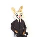 Meet the New Librarian - Vintage Bunny - Vintage Poseable Bunny on a Musical Rocking Chair