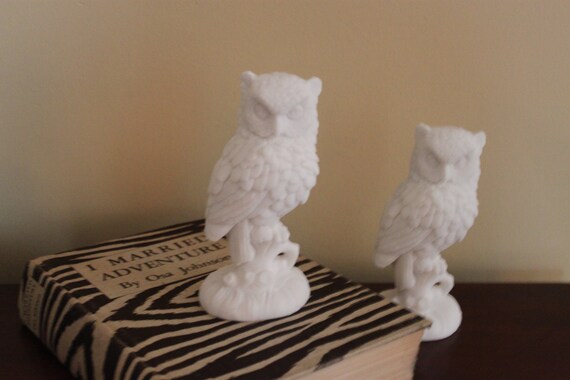 A.+Santini+Owls Vintage Pair of White Owls by A. Santini Made by TheSilverOyster