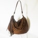 Hobo purse -Vegan slouch bag - brown ultra suede handbag with fringe - Made to Order