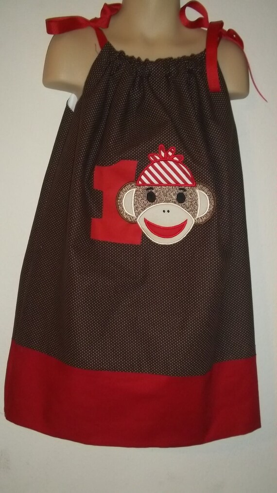 Items similar to Girls Sock Monkey Boutique Dress on Etsy