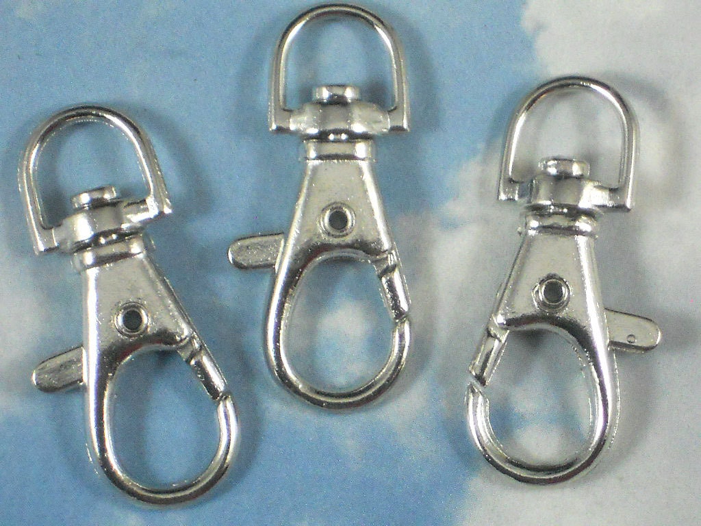 BuLK 20 Large Silver Swivel Lobster Claw Clasps Steampunk 38mm Lanyard Purse Clips (P028 -20)