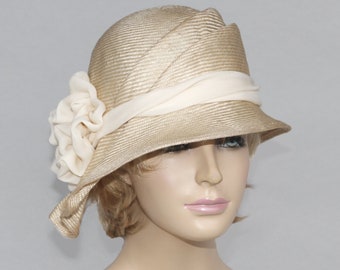 Sophia, Kentucky Derby hat, beautiful parasisal straw hat, womens summer millinery hat, color natural straw