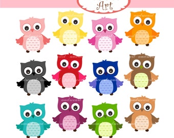 Items similar to Owls clip art , cute owls on the branch, pink Owls ...