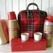 HOLD for Jesse, Vintage Red Plaid Picnic Set by Thermos, 11 Pc Set 2 Insulated Drink Holders Sandwich Holder Tartan Plaid Bag, Scottish Fest