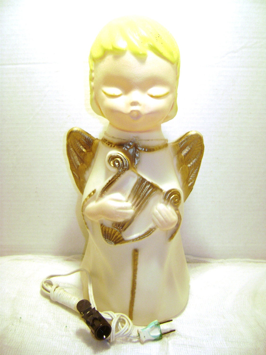 Vintage Angel Christmas Decor Hard Plastic Light Up