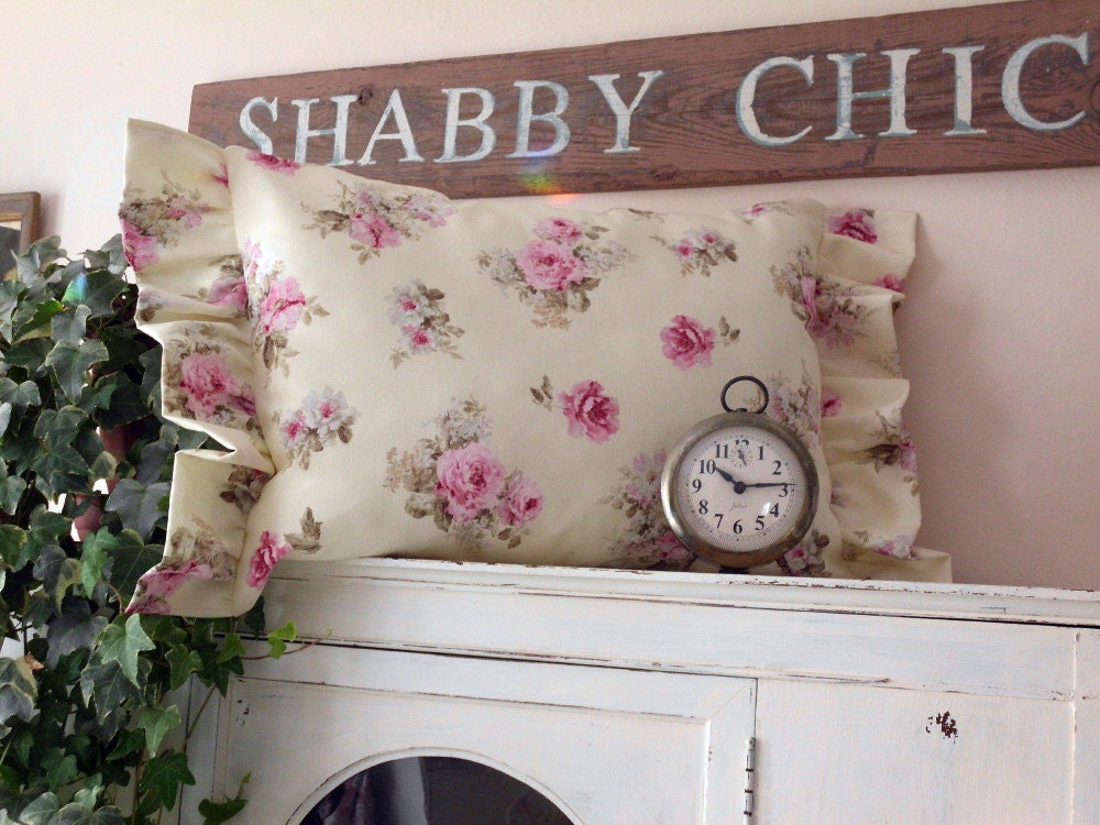 Shabby Chic Pretty Pillow Pink Roses Ruffles and Romance