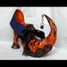 PUMPKIN PUMP - Retro OOAK Paper Mache Witch Shoe Container for Halloween