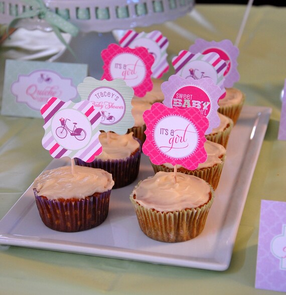 Vintage Bicycle Themed Baby Shower Party Squares Four