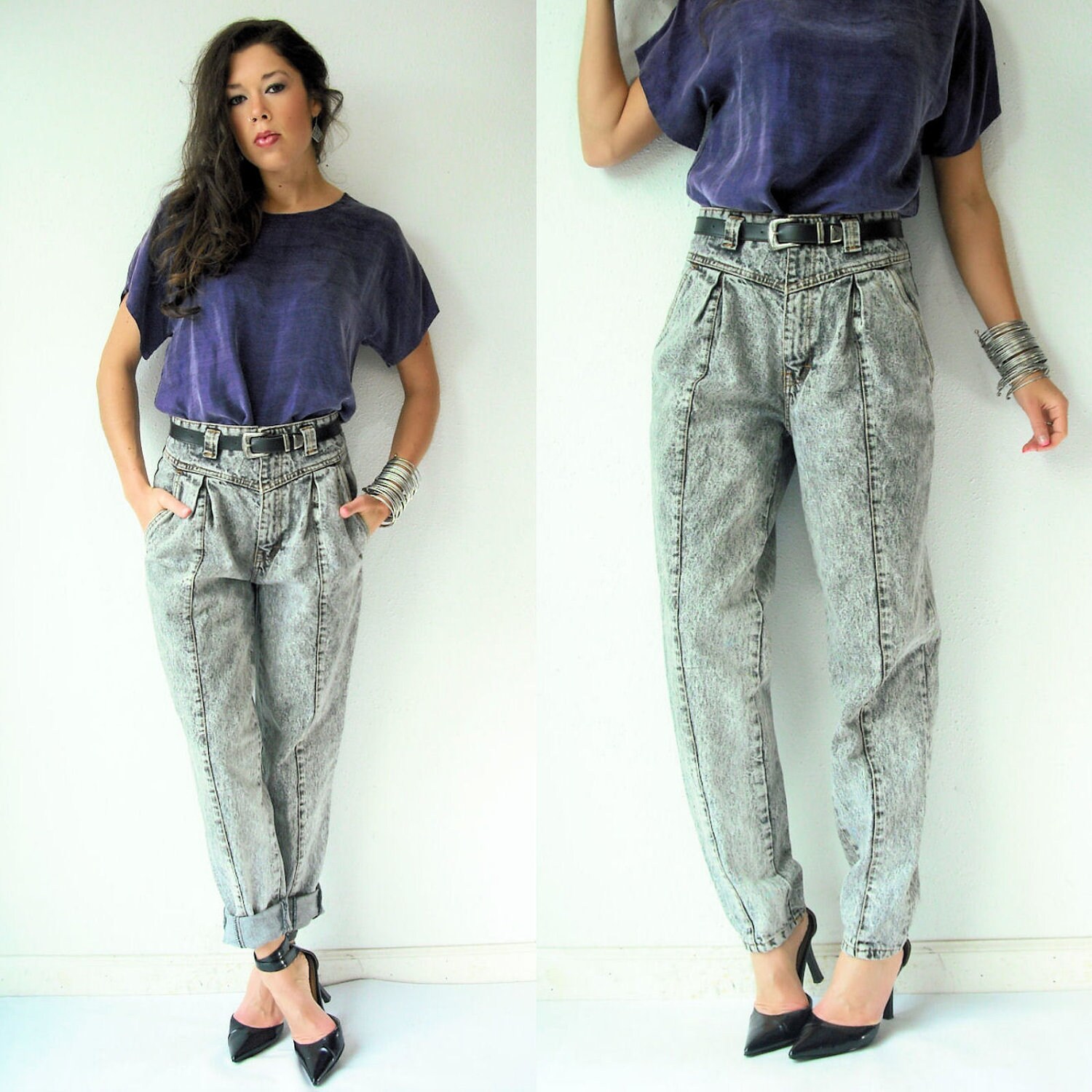 Gray Acid Wash 80's Vintage Jordache Jeans / High by viralthreads