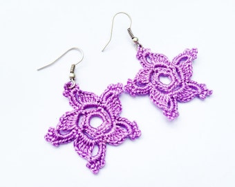 Crochet Pattern, Crochet Earring Pattern, Cotton Crochet . Earrings Tutorial , Instand Download,Dangle Earrings, PDF File