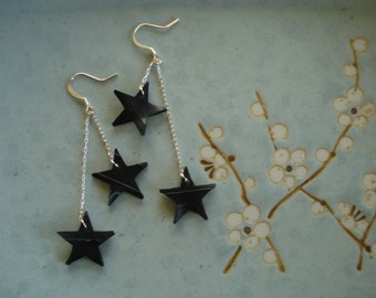 Starry night earrings - recycled inner tube earrings