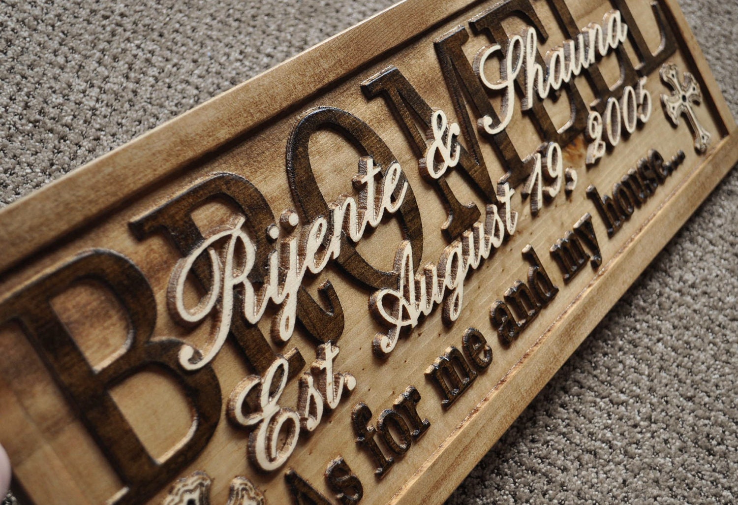 Personalized Family Last Name Signs CARVED Custom Wooden Sign