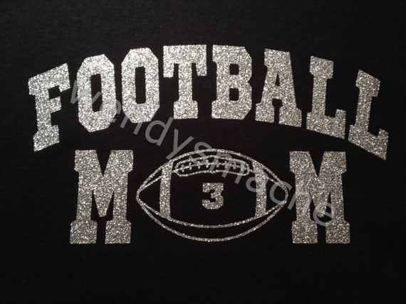Items similar to Women's Football Mom Glitter Vinyl Tshirt with custom