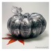 Silver Harlequin Pumpkin, decoupage, Halloween, macabre, goth, spooky, black and silver, Thanksgiving