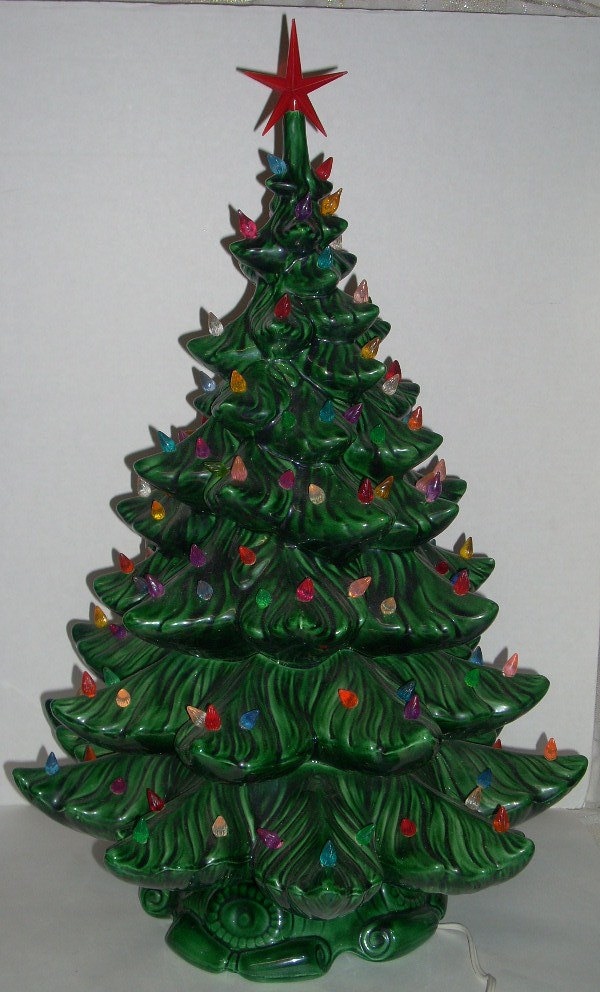 Vintage Ceramic Lighted Christmas Tree 24 inch