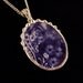 Broken china jewelry necklace pendant Antique 1880's Flow Blue oval made from a broken plate