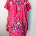 Mexican Pink Mini Dress Gorgeous Hand Embroidered Nights Summer Vtg Style Bohemian Medium / Large