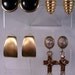 Four Pair of Designer 1980's vintage EARRINGS Clip Back Gold Tone