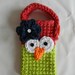 Crocheted Owl Cell Phone/ IPhone / Small Gadget Cozy/ Cherry Red and lime Green