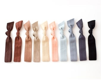 The Neutral Essentials Package - 10 Elastic Solid Color Hair Ties that Double as Bracelets by Mane Message on Etsy