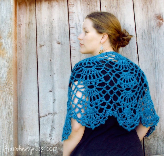 Download Crochet Lacy Caplet Shawl Custom Choose Your Own Color