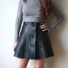 80s Black Leather Mini Skirt Sz XS