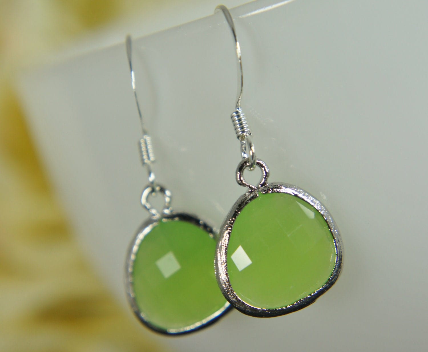 mint green gem silver earrings drop earrings everyday