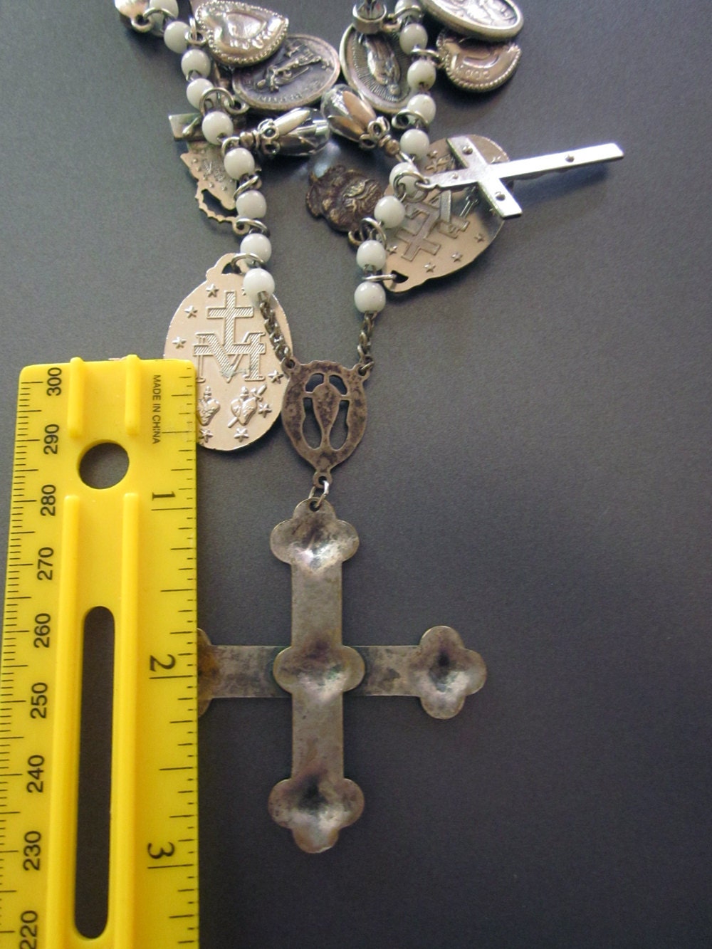 Statement Necklace Religious Medal Charms and Crosses