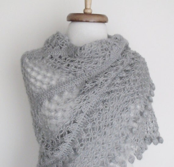 Items similar to Grey Bridal CASHMERE Mohair shawl-Ready to ship - on Etsy