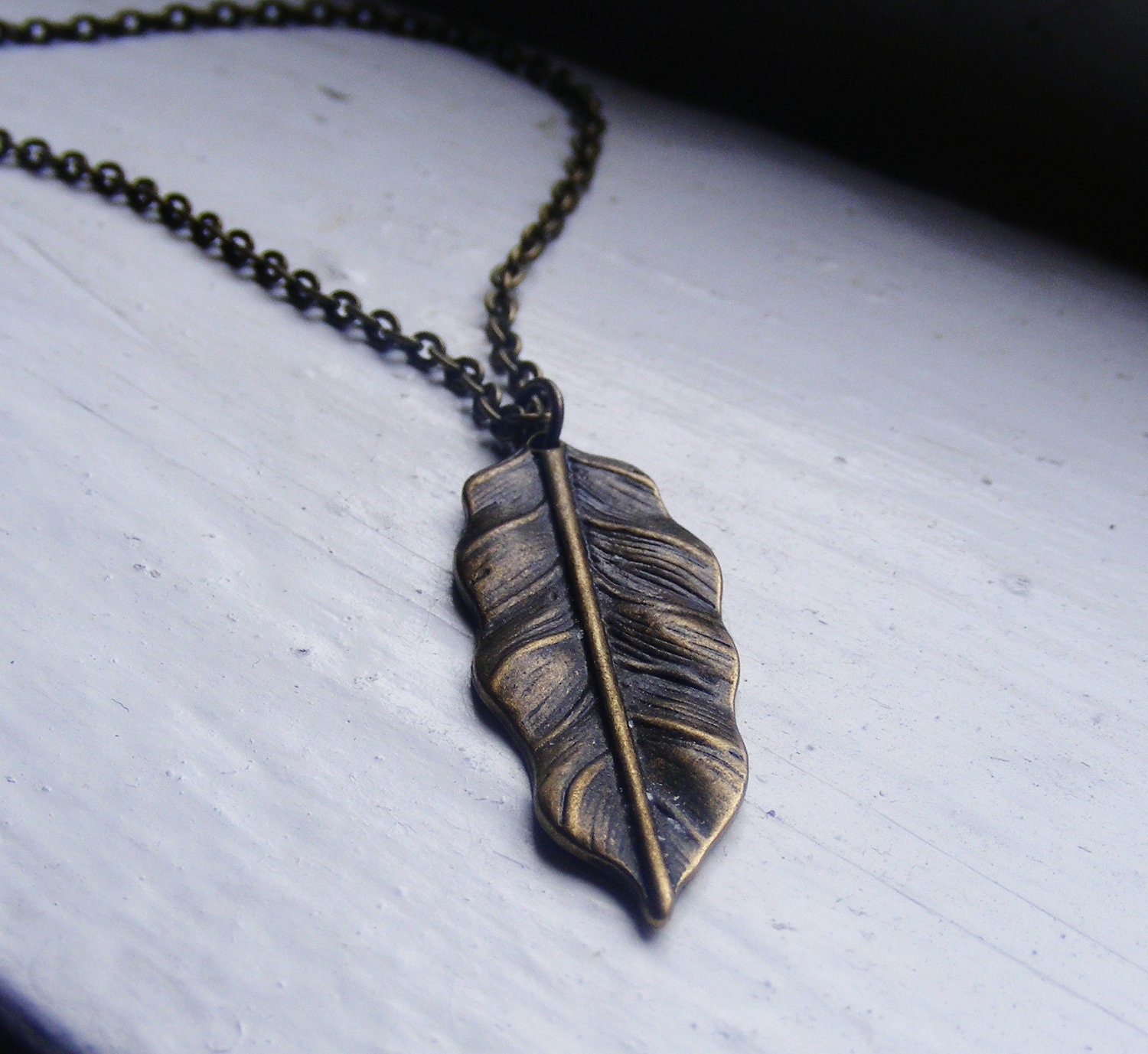 Feather Necklace. Nature Inspired Jewelry. Vintage Inspired