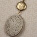 Long White Double Locket Necklace, Gold Chain, Small Vintage Vines, Floral, Whimsical Two Pendant Design, Oval and Round Duo