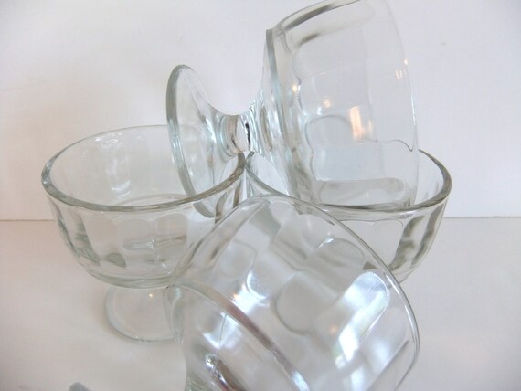 Vintage Ice Cream Cups Clear Glass