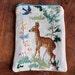 Deer pouch from vintage embroidered linen