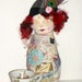 Fabric Art Doll Lotte- Cloth Doll - Painted Doll- Applique- Mixed Media- Rag doll- Stump Doll